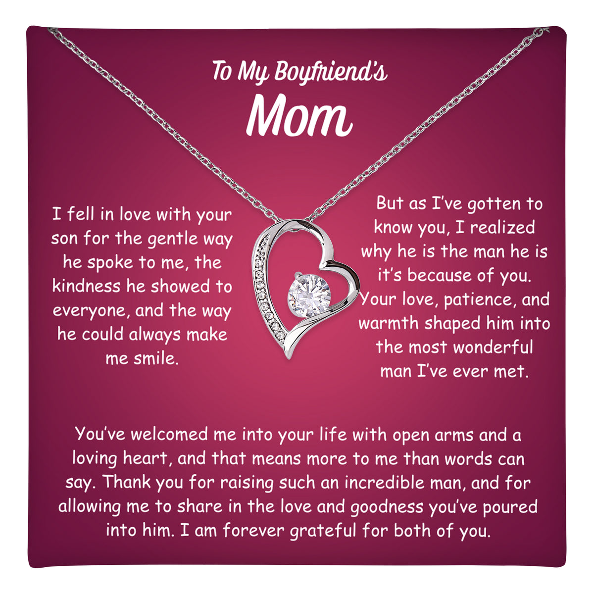 To My Boyfriend’s Mom Necklace | Future Mother-in-Law Gift