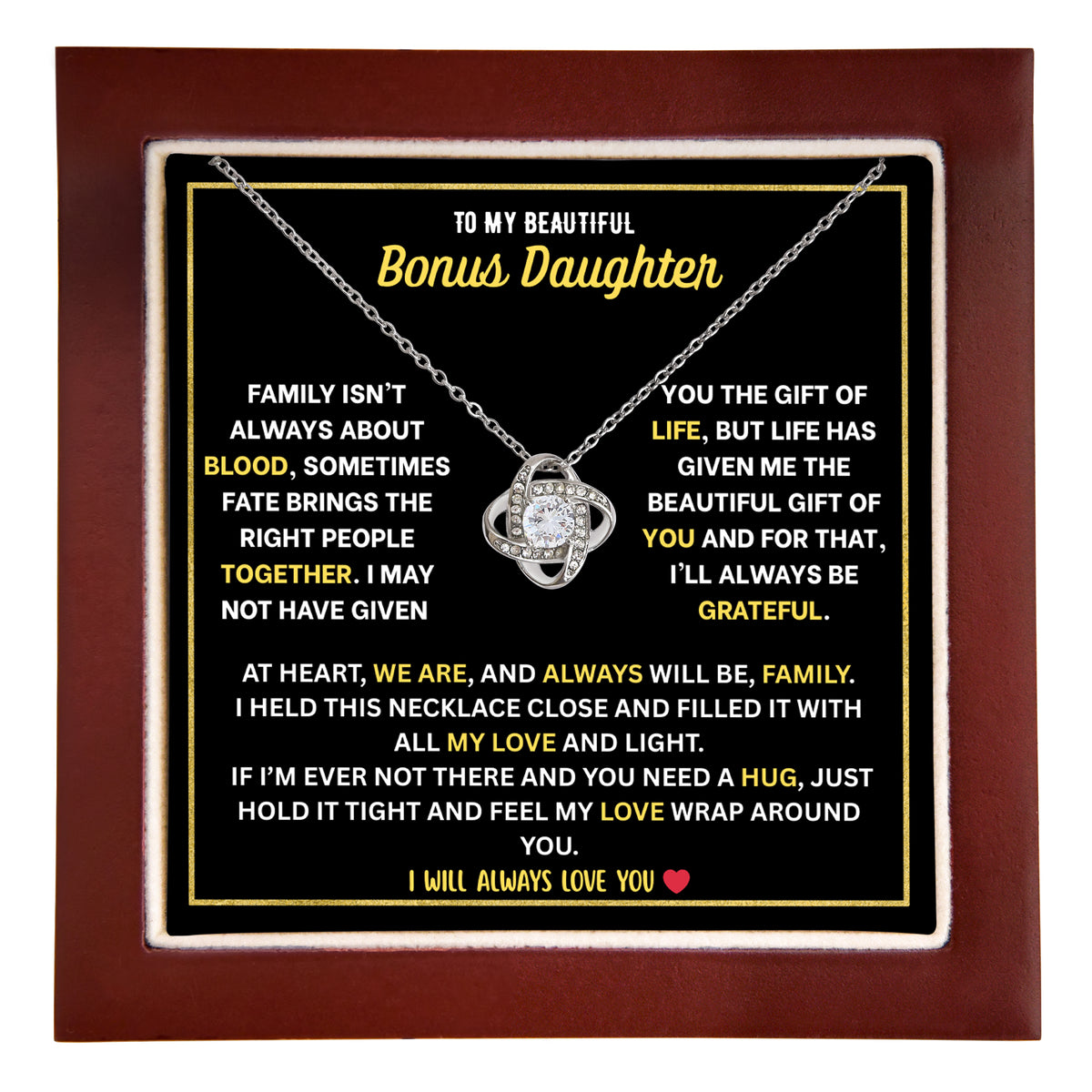 Bonus Daughter Love Knot Necklace - Personalized Sign-Off