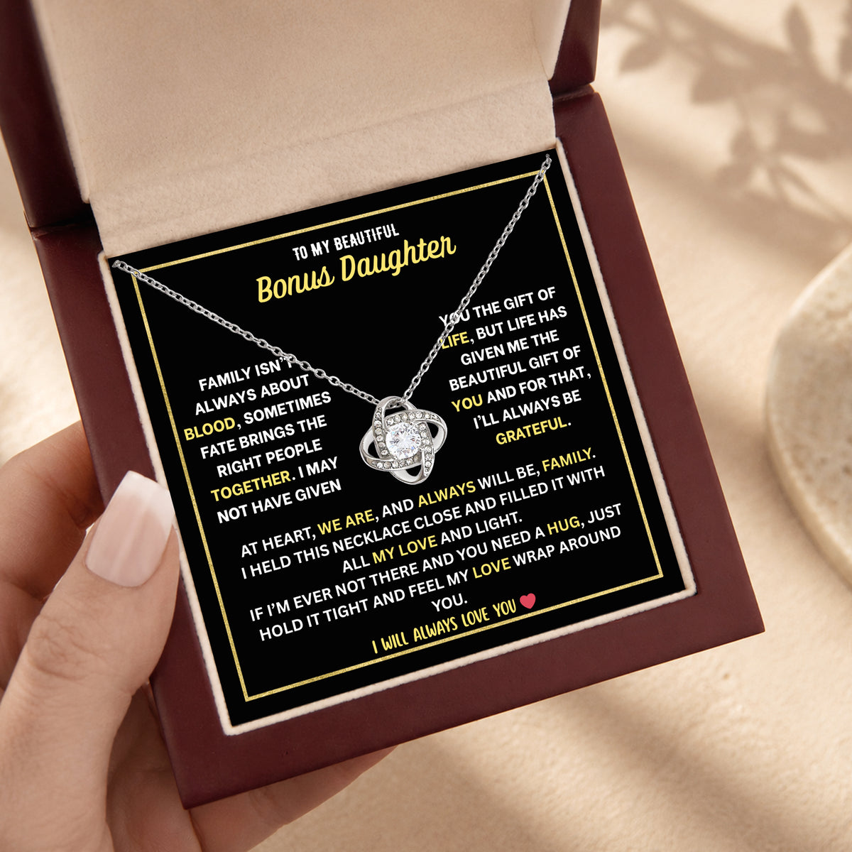 Bonus Daughter Love Knot Necklace - Personalized Sign-Off