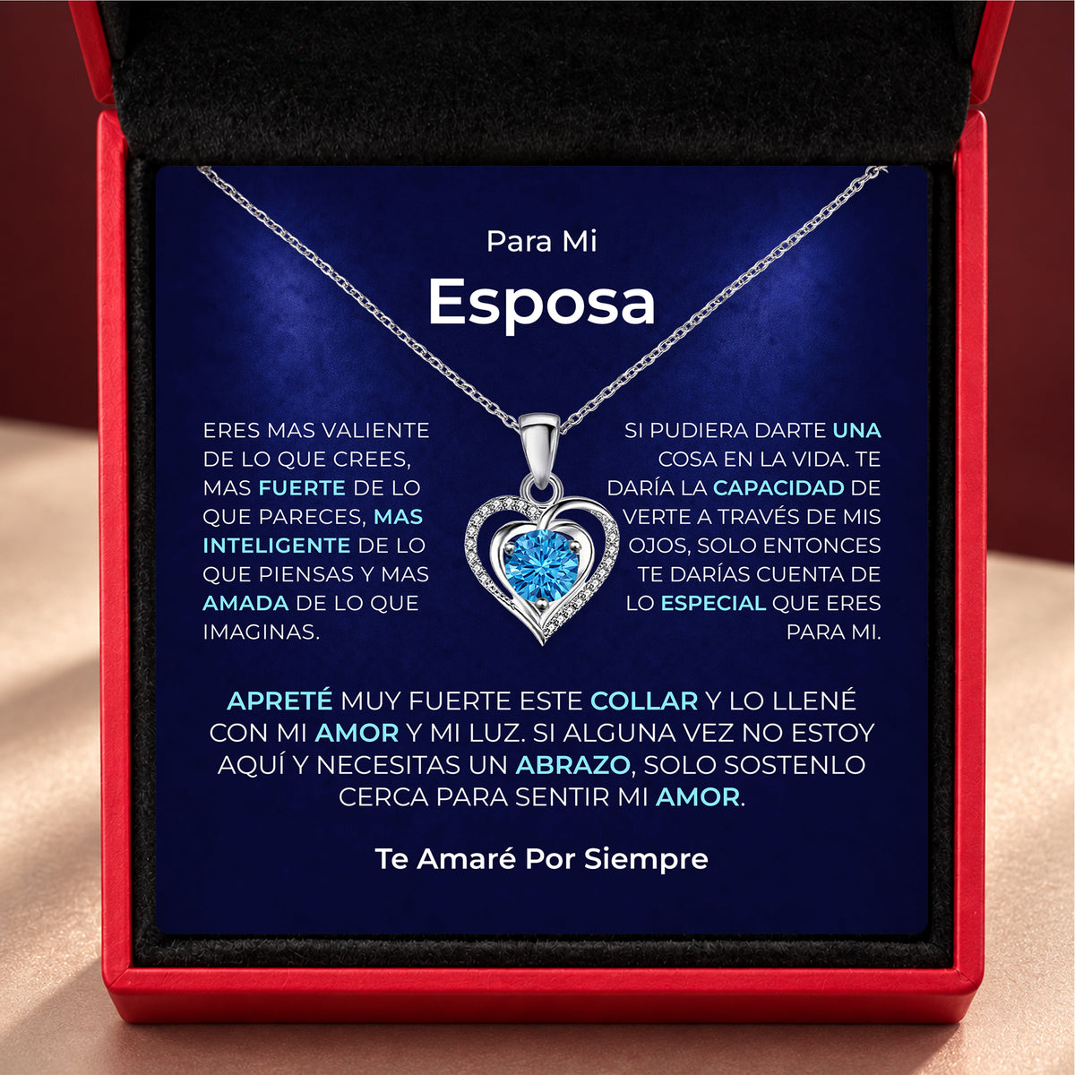 Para Mi Esposa Collar de Corazón - Cierre Personalizado