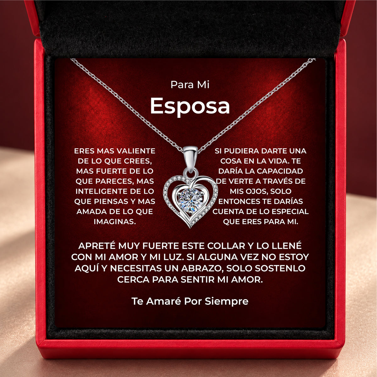 Para Mi Esposa Collar de Corazón - Cierre Personalizado