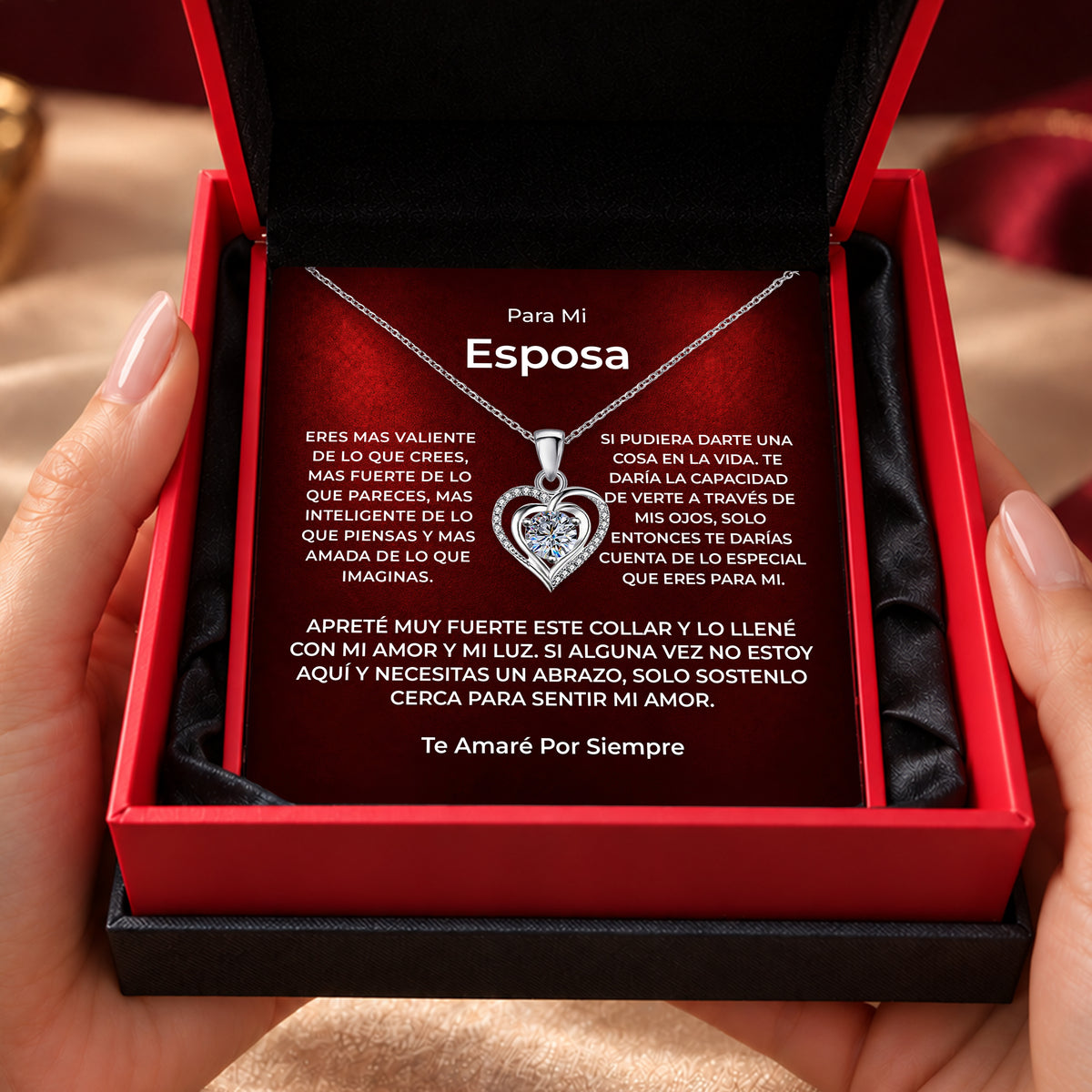 Para Mi Esposa Collar de Corazón - Cierre Personalizado