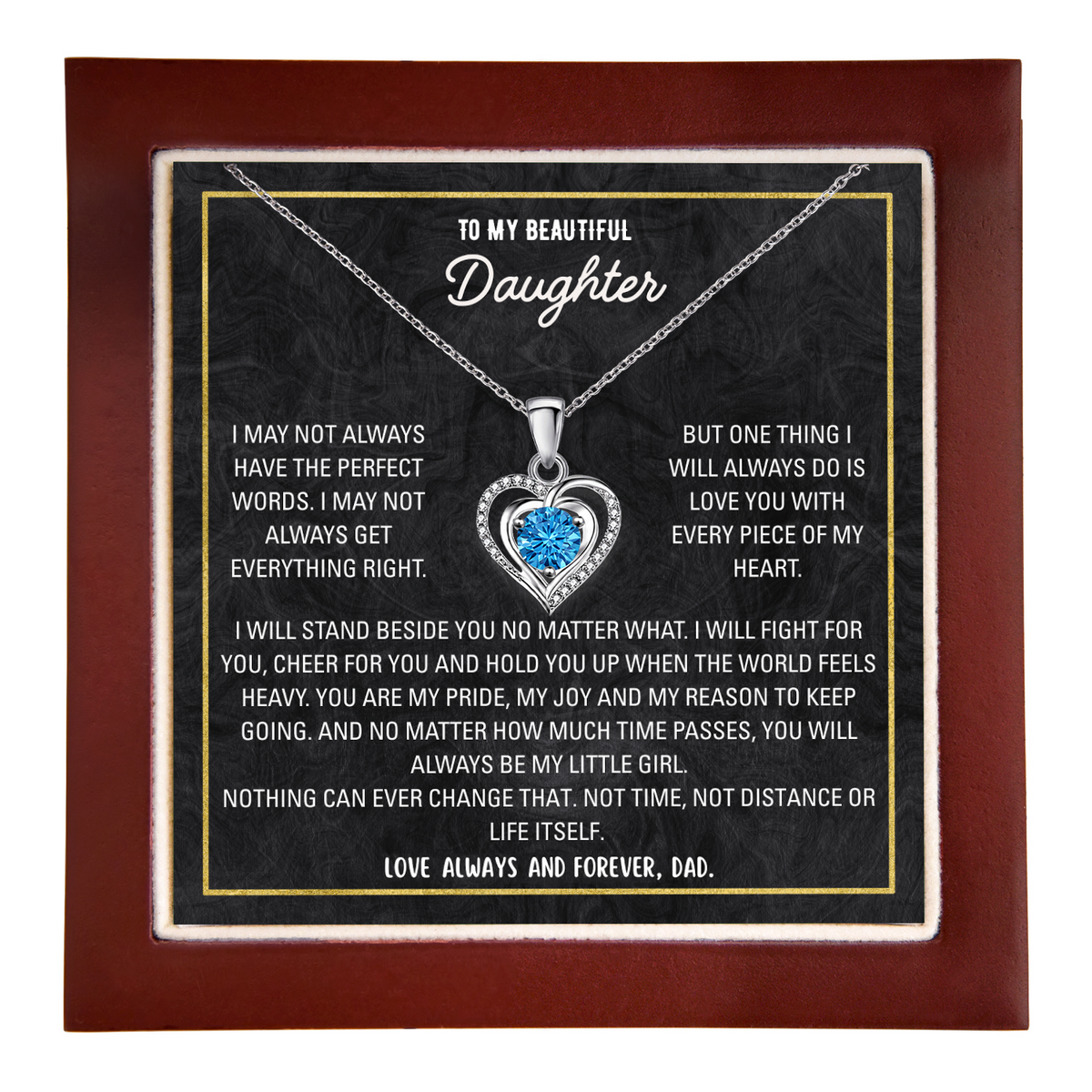 To My Daughter Heart Necklace From Dad - Choose Your Message Card