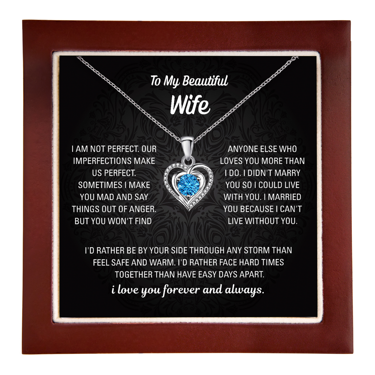 To My Wife Heart Necklace - Choose Your Message Card