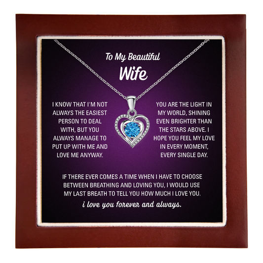 To My Wife Heart Necklace - Choose Your Message Card