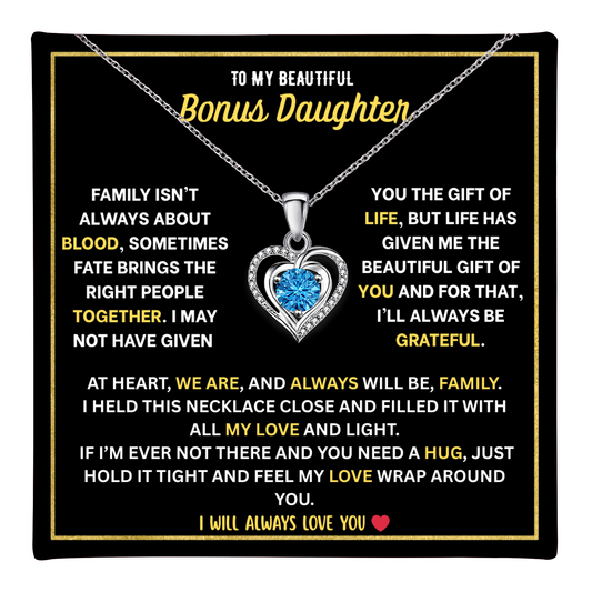To My Bonus Daughter Heart Necklace - Personalized Sign-Off