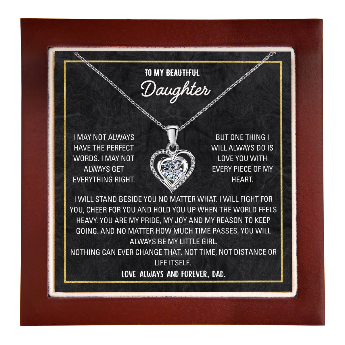 To My Daughter Heart Necklace From Dad - Choose Your Message Card