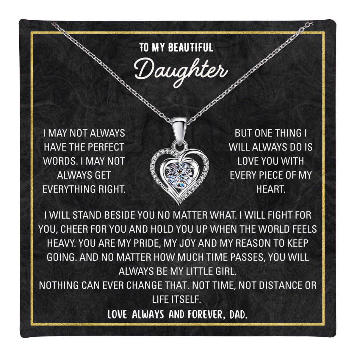 To My Daughter Heart Necklace From Dad - Choose Your Message Card