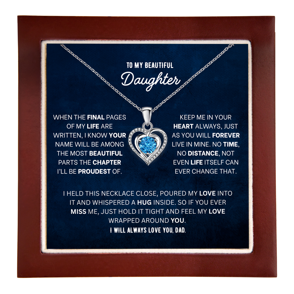 To My Daughter Heart Necklace From Dad - Choose Your Message Card