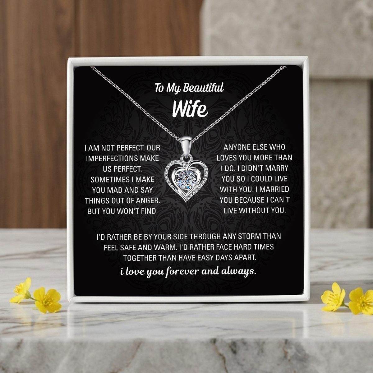 To My Wife Heart Necklace - Choose Your Message Card
