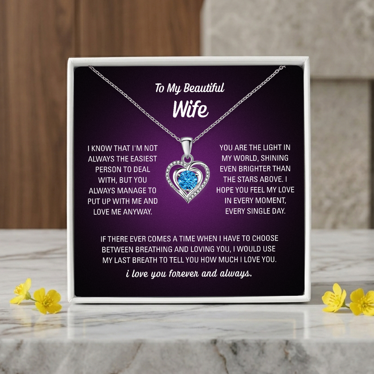 To My Wife Heart Necklace - Choose Your Message Card