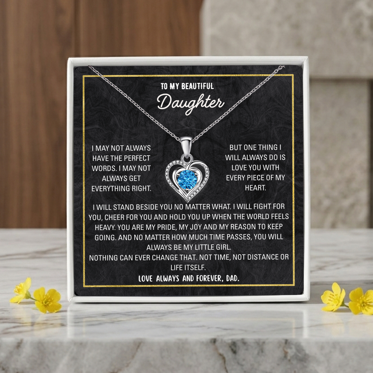 To My Daughter Heart Necklace From Dad - Choose Your Message Card