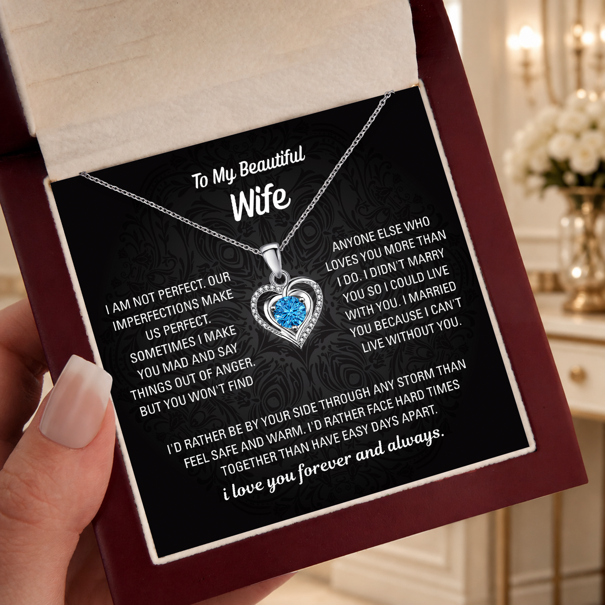 To My Wife Heart Necklace - Choose Your Message Card