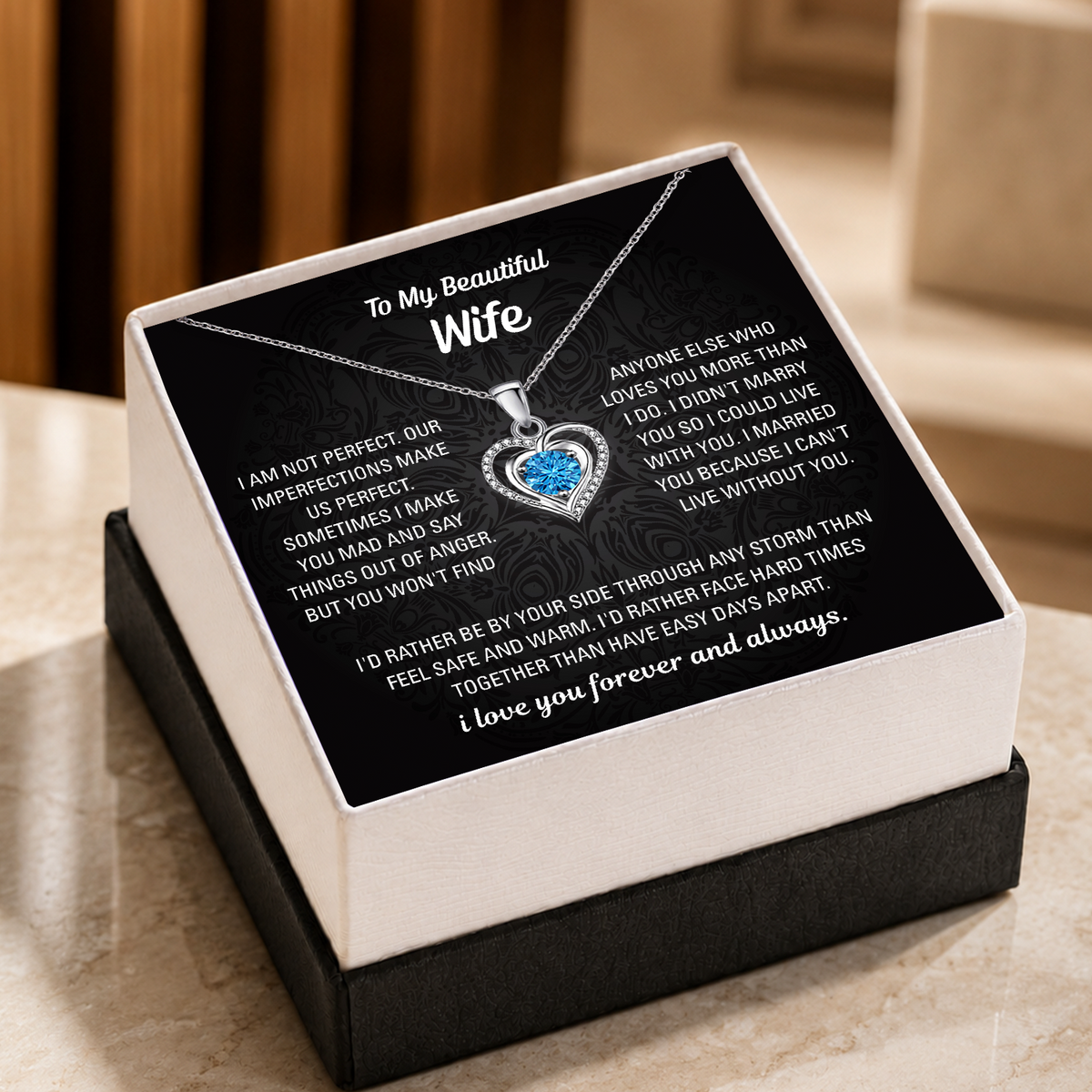 To My Wife Heart Necklace - Choose Your Message Card