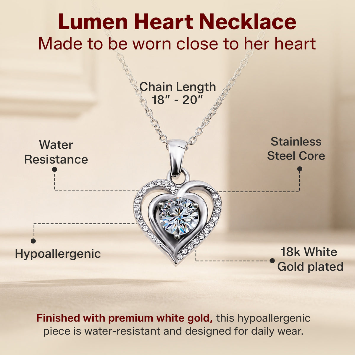 To My Wife Heart Necklace - Choose Your Message Card