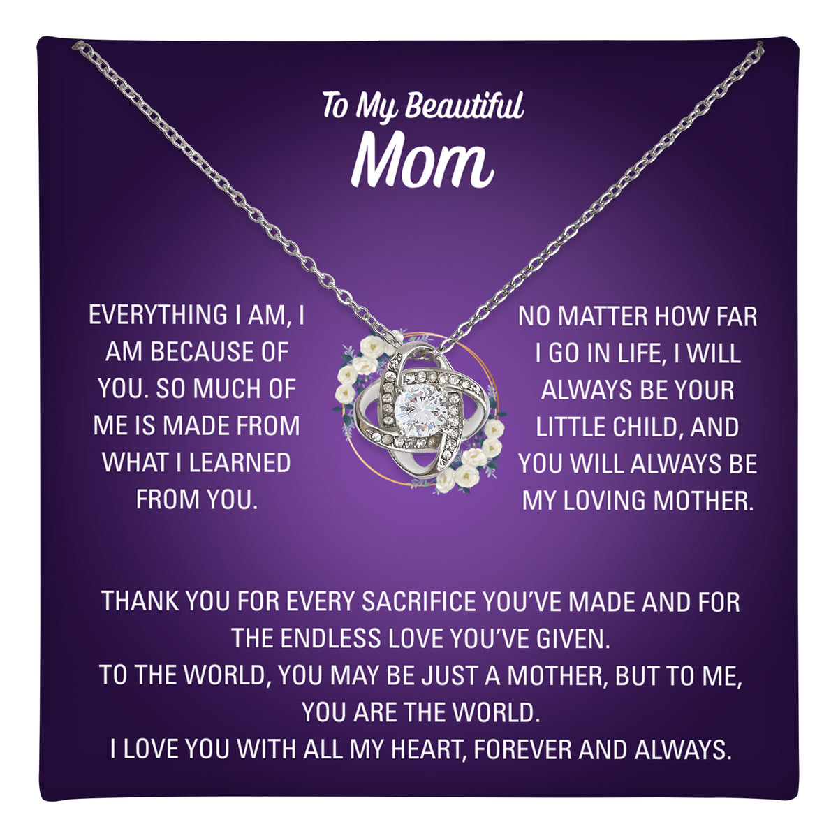 To My Mom Love Knot Necklace - Personalized Sign-Off