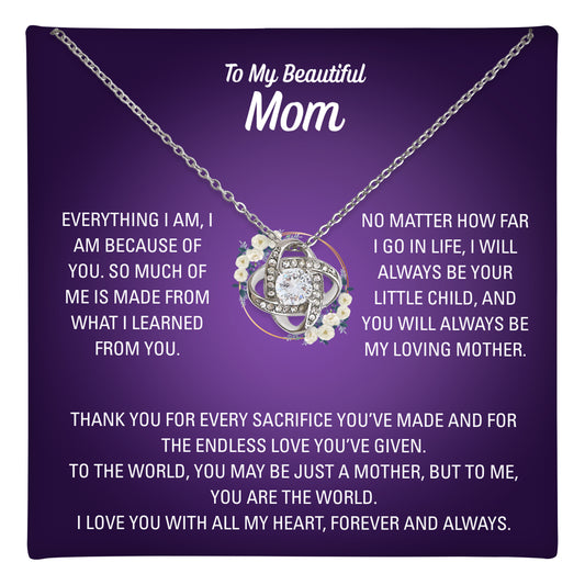 To My Mom Love Knot Necklace - Personalized Sign-Off
