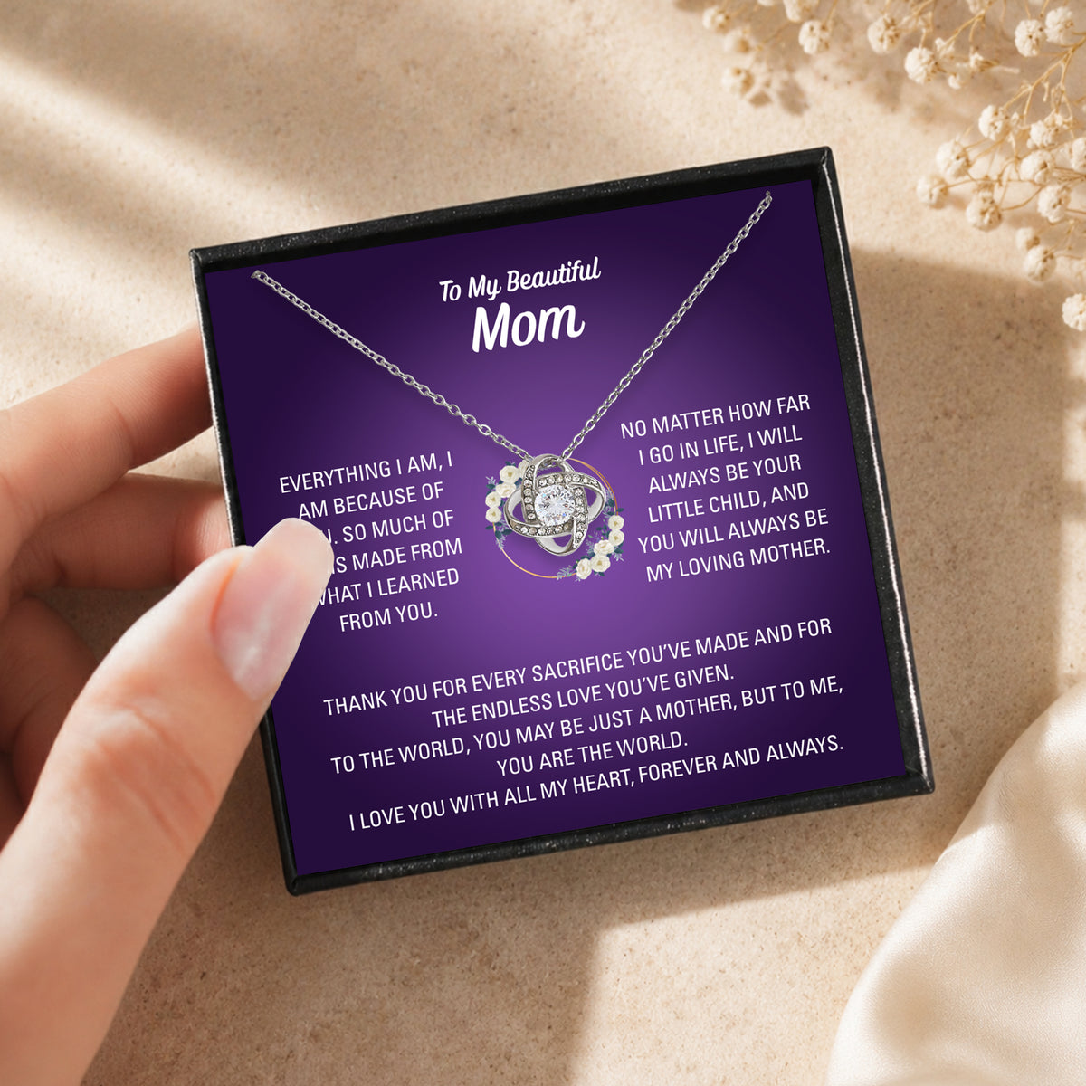 To My Mom Love Knot Necklace - Personalized Sign-Off