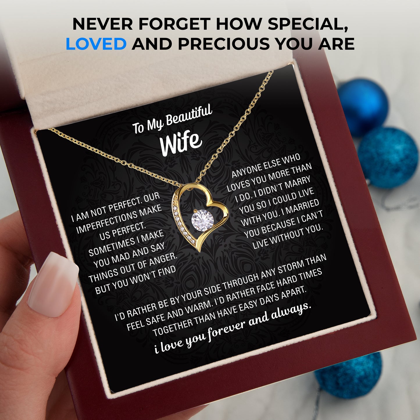 To My Wife Love Necklace - Personalized Card