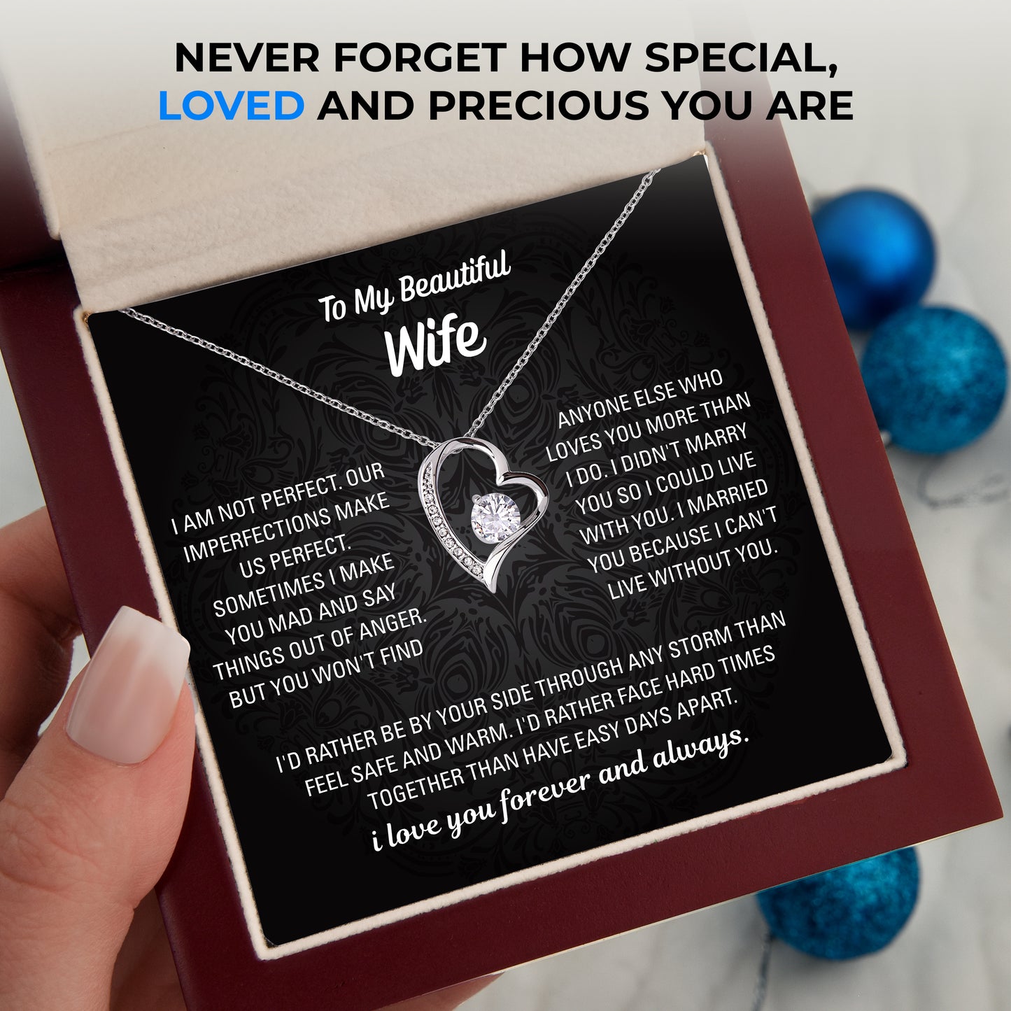 To My Wife Love Necklace - Personalized Card