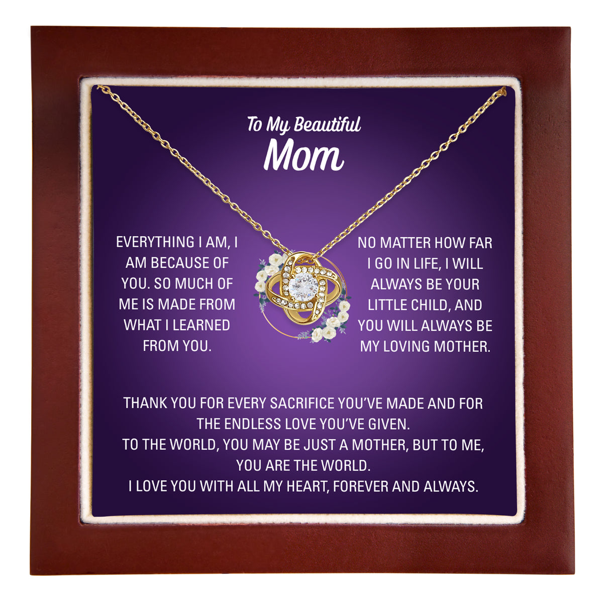 To My Mom Love Knot Necklace - Personalized Sign-Off