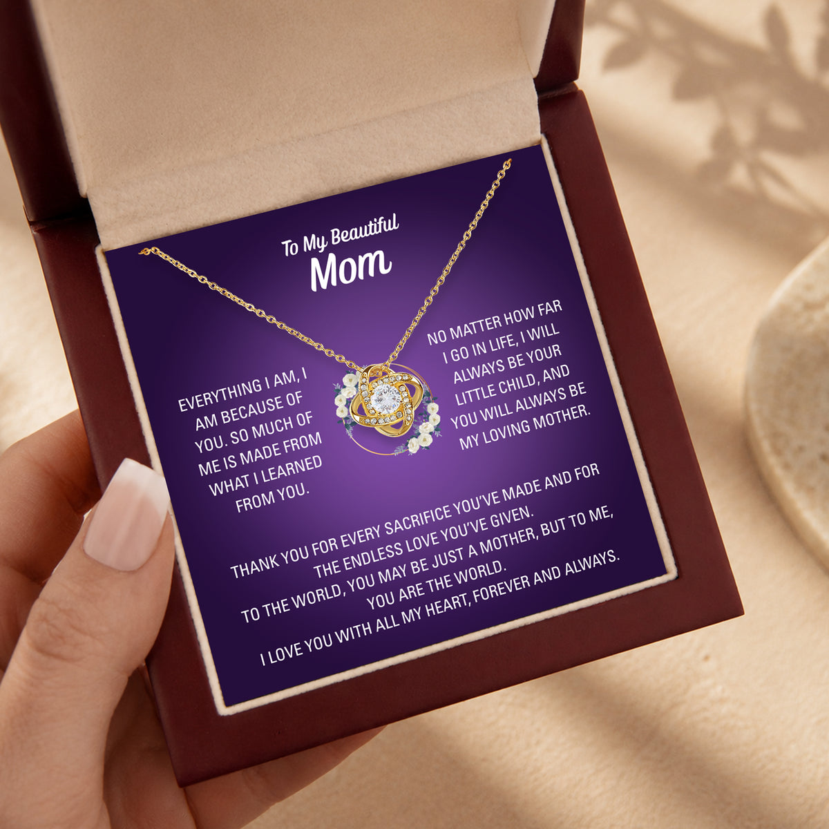 To My Mom Love Knot Necklace - Personalized Sign-Off