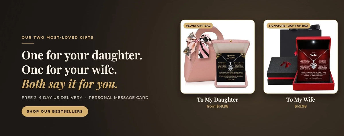 Artivia daughter velvet gift bag and signature wife light-up box necklaces
