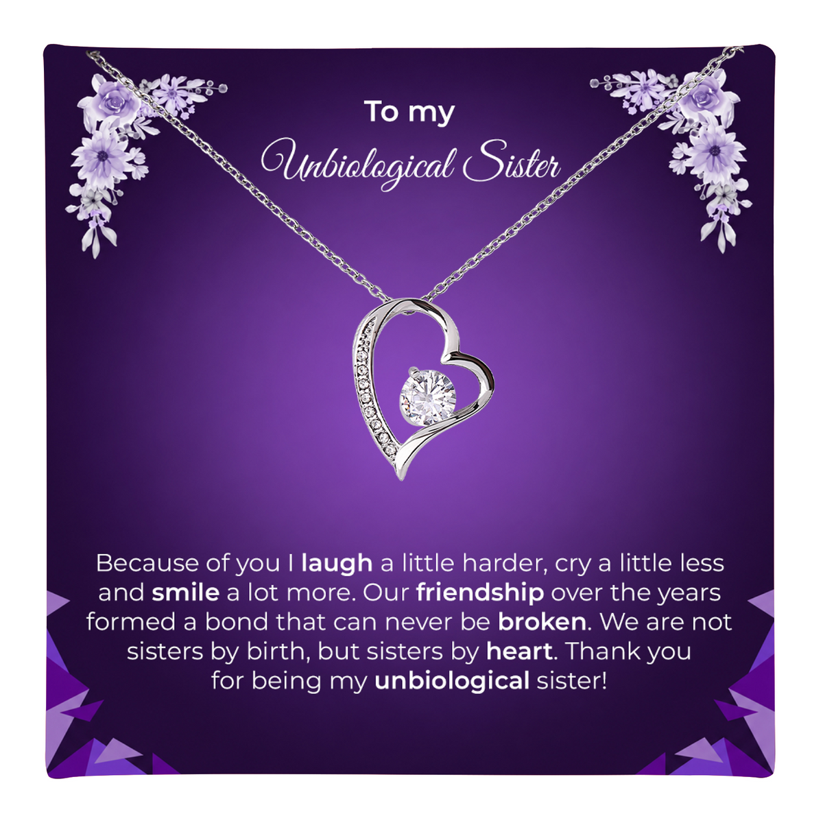 Unbiological Sister / Best Friend gift: Soul Spark Necklace — Silver · Standard Box (product view)