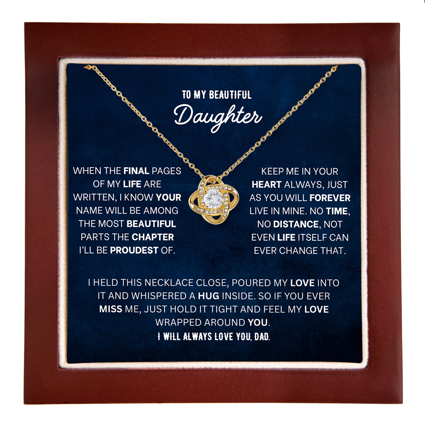 Daughter Love Knot Necklace - Letting Go Words