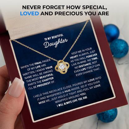Daughter Love Knot Necklace - Letting Go Words