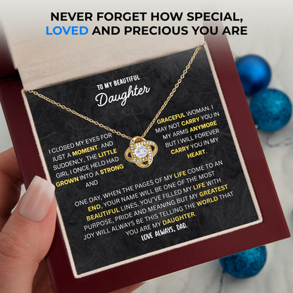 To My Daughter Love Knot Necklace - Custom Message