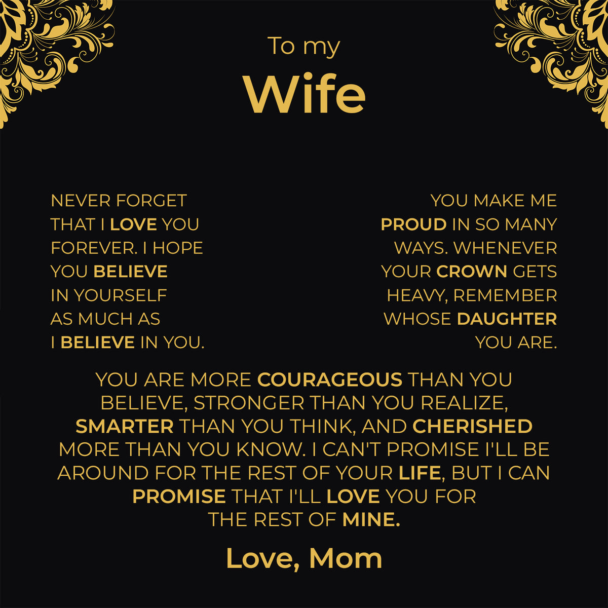 Daughter from Mom printed message card artwork for Lumen Heart Necklace gift