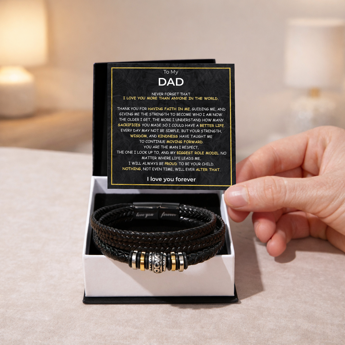 Dad Noir Bond Bracelet gift - additional supplier product photograph