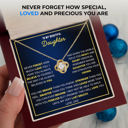 Daughter Love Knot Necklace - Write Her Message