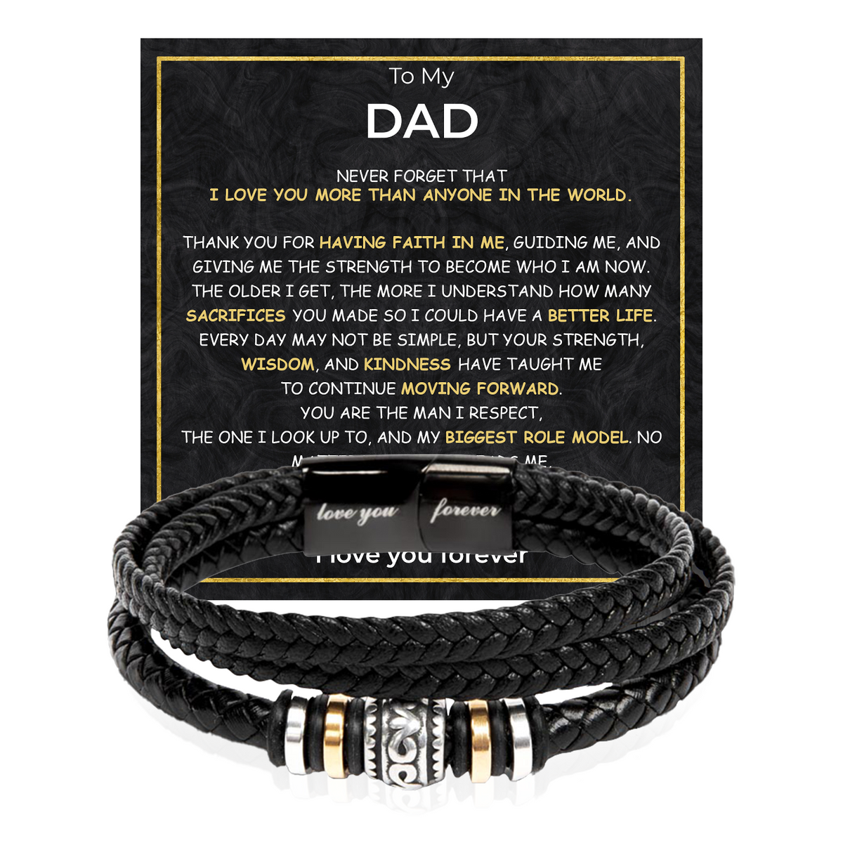 Dad gift: Noir Bond Bracelet — Luxury Wooden LED Box (product view)