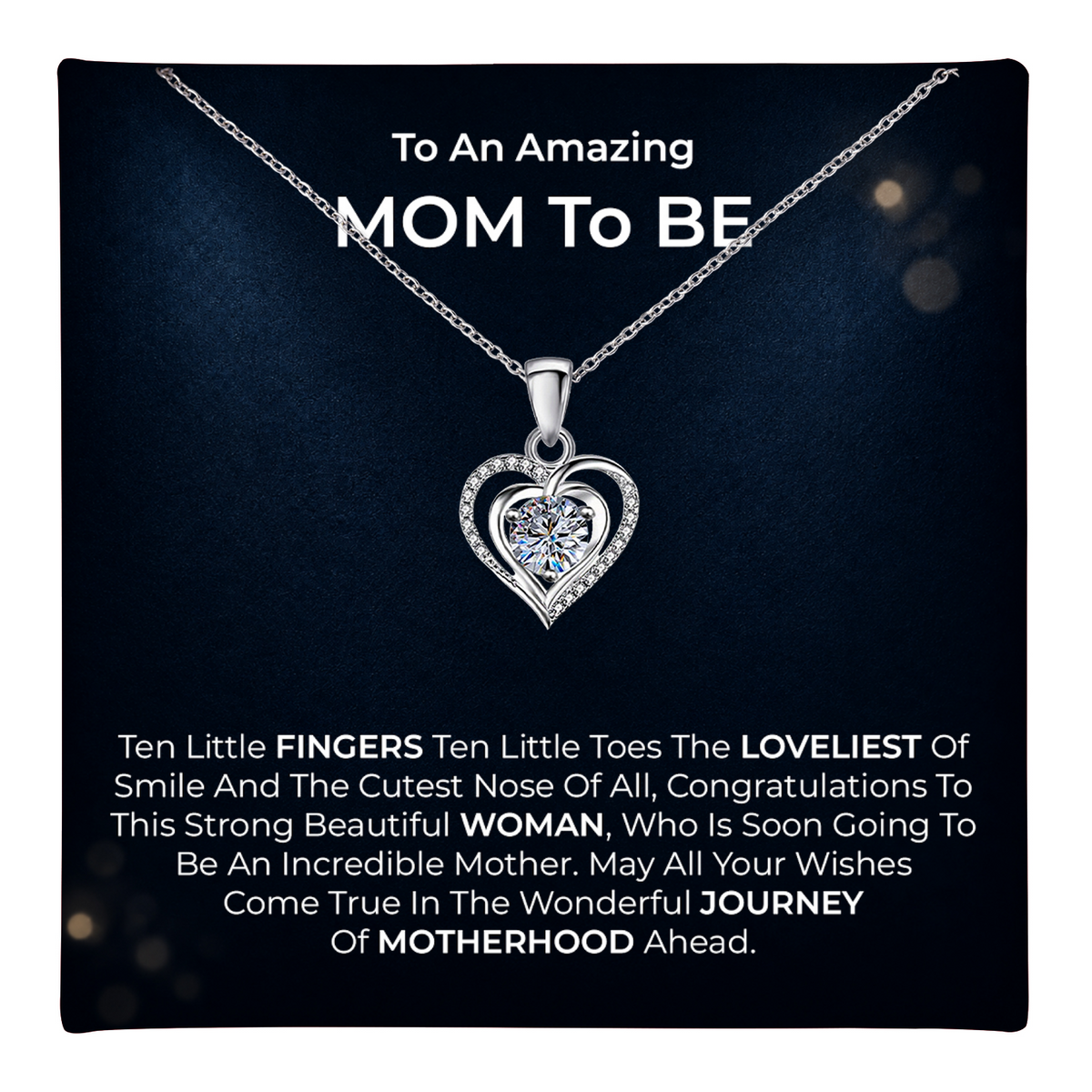 Mom to Be Heart Necklace with Message Card