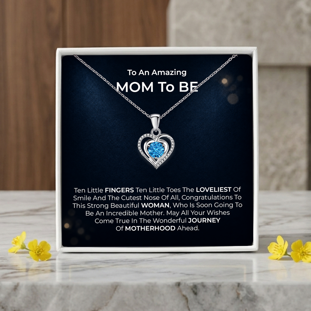 Mom to Be Heart Necklace with Message Card