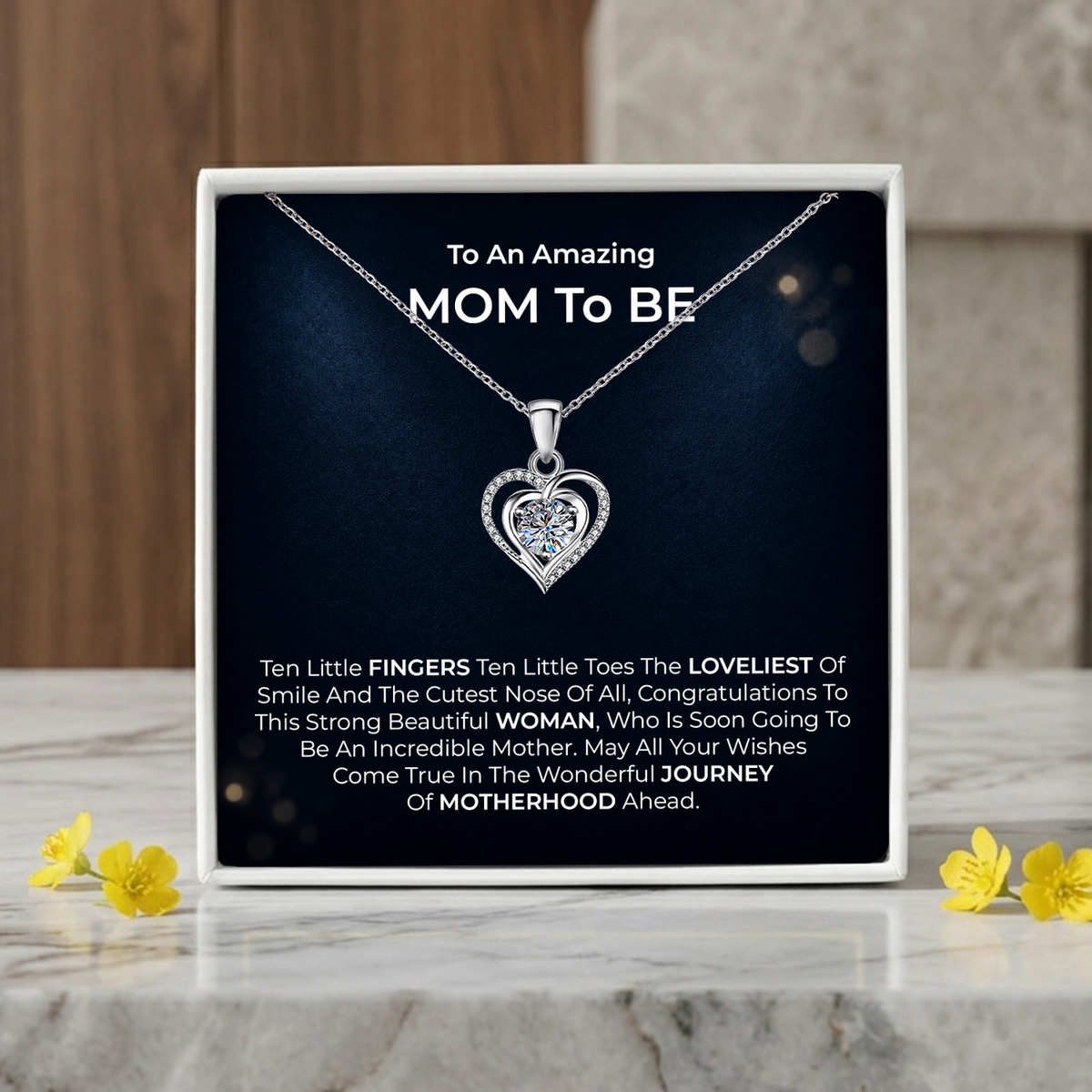 Mom to Be Heart Necklace with Message Card