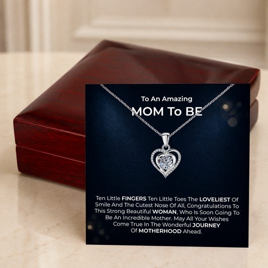 Mom to Be Heart Necklace with Message Card