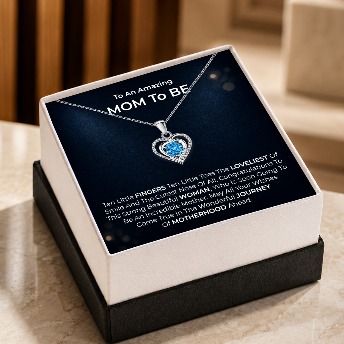 Mom to Be Heart Necklace with Message Card