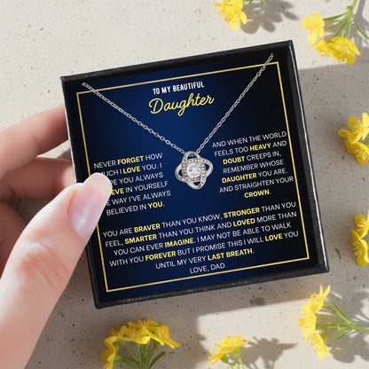 To My Daughter Love Knot Necklace - Personalized Message Card